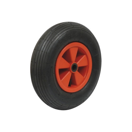 ROUE GONFLABLE JANTE PVC 400X100MM - ALÉSAGE 20MM - MOYEU 75MM/150KG