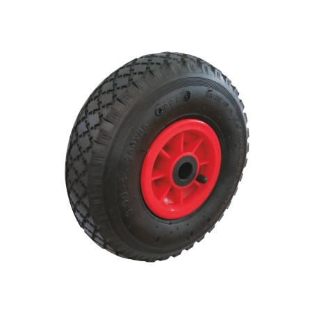 ROUE GONFLABLE JANTE PVC 260X85MM - ALÉSAGE 20MM - MOYEU 70MM/150KG POUR DIABLE