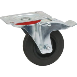 ROULETTE ZINGUÉE JANTE NYLON PIVOTANTE AVEC FREIN 125MM/125KG