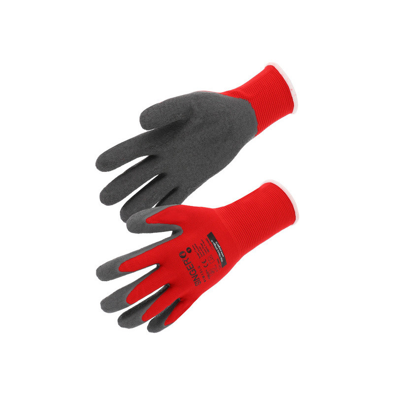 gant de protection latex rouge et gris SINGER Safety-Taille 9_ref NYM15LG