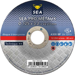 Disque à tronçonner SEA-PRO métaux Ø125 mm moyeu déporté SEA Abrasifs pour acier_ref 701565