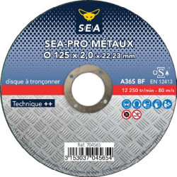 Disque à tronçonner SEA-PRO métaux Ø125 mm plat SEA Abrasifs pour acier_ref 704565