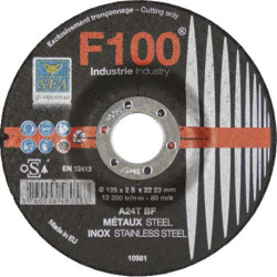 Disque à tronçonner métaux et inox Ø230 mm moyeu déporté SEA Abrasifs pour découpe_ref C1110031