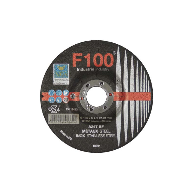 Disque à ébarber métaux et inox Ø230 mm moyeu déporté SEA Abrasifs_ref C1110080
