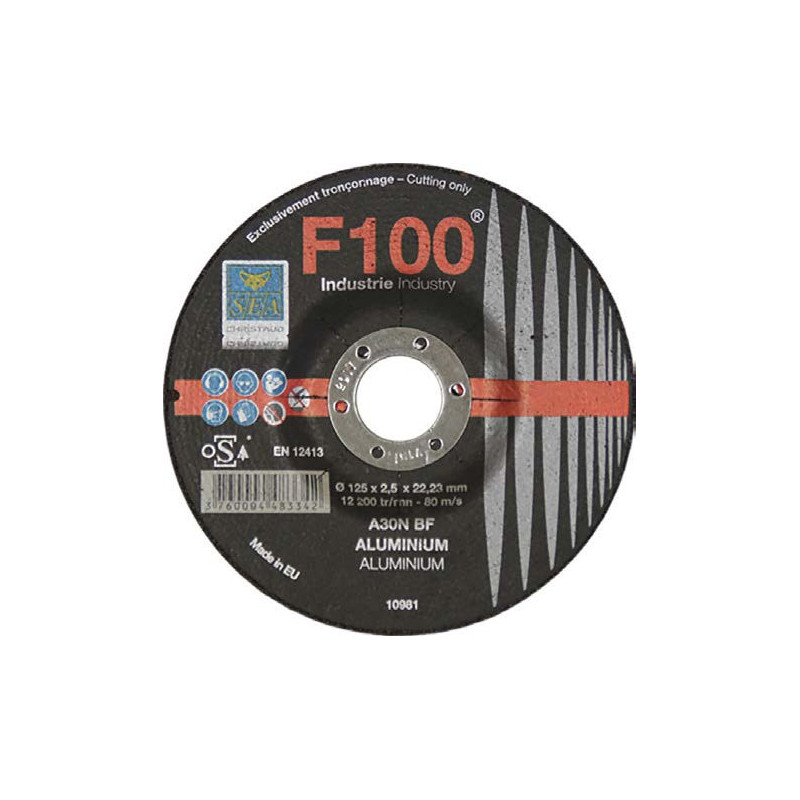 Disque à tronçonner aluminium SEA Abrasifs Ø230 mm moyeu déporté_ref C1110331