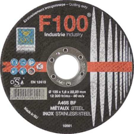 Disque à tronçonner SEA Abrasifs F100 Ø300 mm pour découpe des métaux et inox_ref C1113030