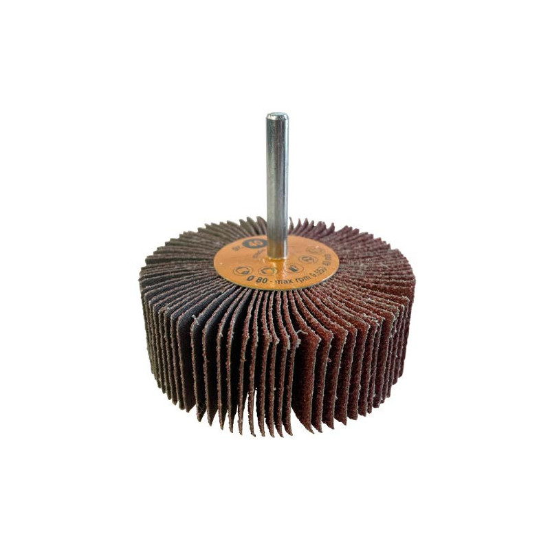 Roue à lamelles sur tige SEA Abrasifs Ø60 x 30 mm grain P60 pour ponçage et finition des métaux_ref C2205199