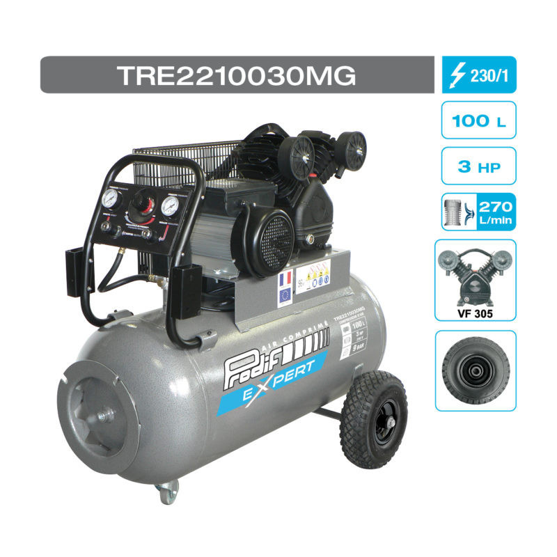 Compresseur air 100L 230V monophasé PRODIF_ref TRE2210030MG