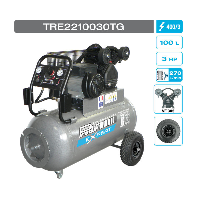 Compresseur air 100L 400V triphasé PRODIF_ref TRE2210030TG