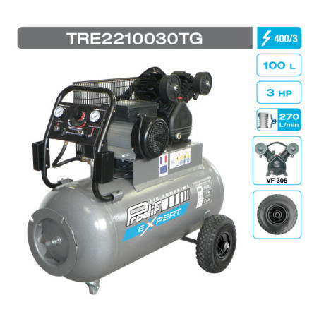 Compresseur air 100L 400V triphasé PRODIF_ref TRE2210030TG