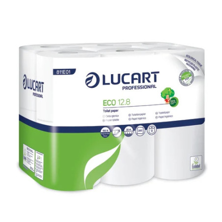 LOT DE 12 ROULEAUX DE PAPIER TOILETTE 200 FEUILLES 9,1 X 10 CM ECOLABEL
