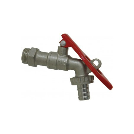 Robinet de puisage ADG nickelé à sphère 1/2" nez 3/4" avec poignée cadenassable_ref 100P-1520-C