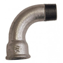 Raccord coude 90° mâle femelle 1/2" grand rayon fonte galvanisée ADG_ref 1G-15