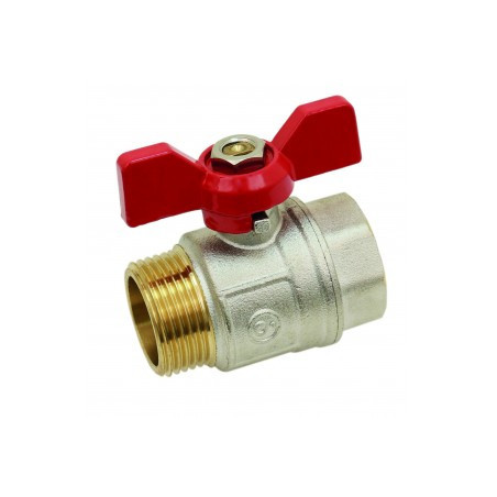 Vanne à sphère laiton ADG mâle/femelle 1/4" série Alpine poignée rouge_ref 205P-8