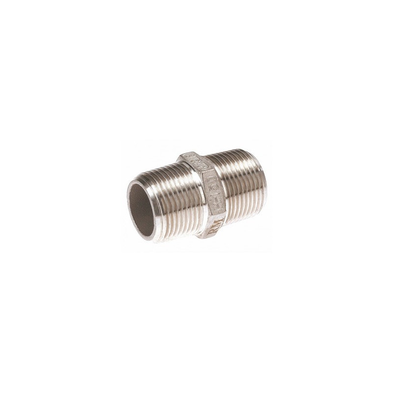 Raccord mamelon hexagonal inox 316 mâle mâle 1/4" ADG_ref 2280I-8