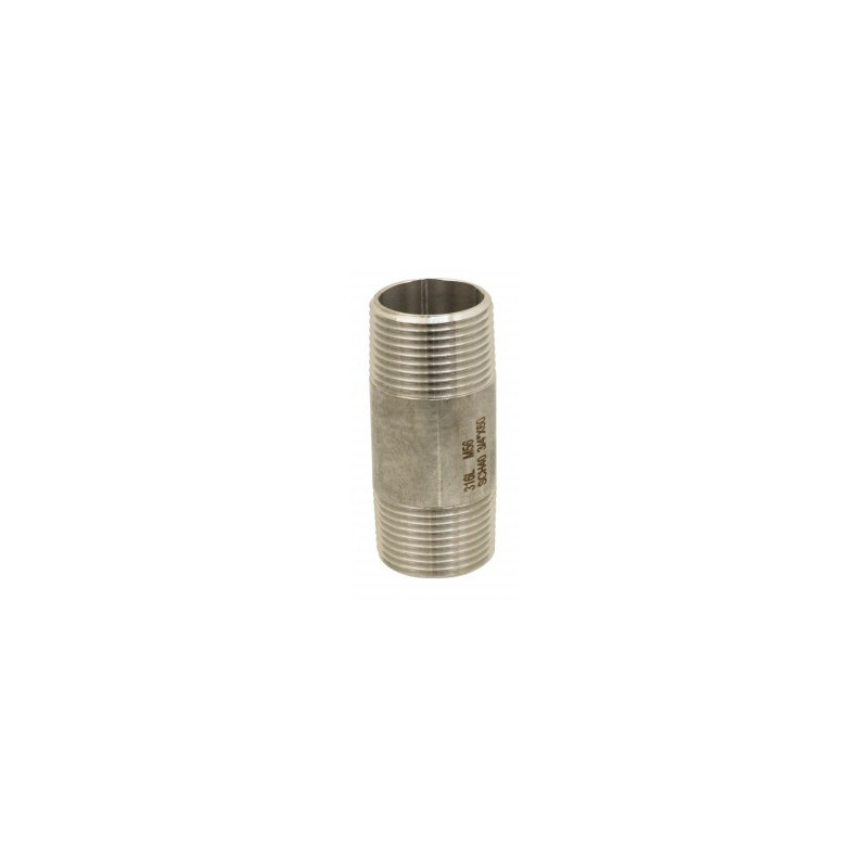 Raccord mamelon tube standard mâle mâle 3/8" inox 316L ADG_ref 2530I-12