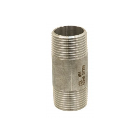 Raccord mamelon tube standard mâle mâle 1/2" inox 316L ADG_ref 2540I-15200