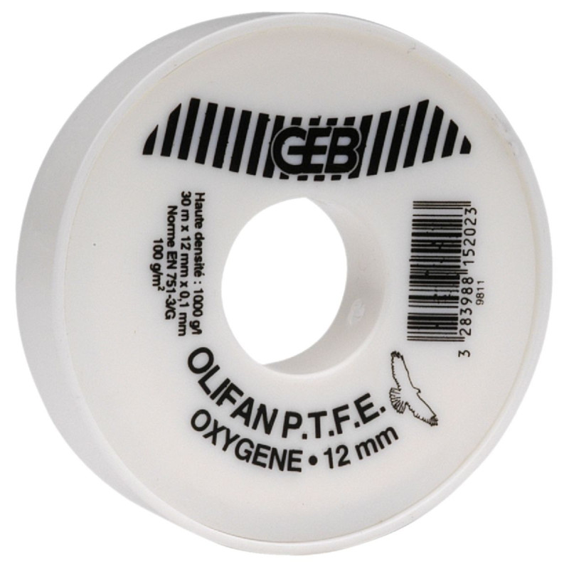 Ruban PTFE GEB oxygène 12x30 pour étanchéité industrielle_ref 815202
