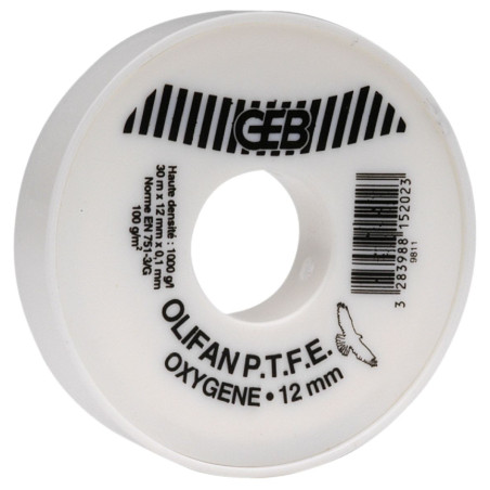 Ruban PTFE GEB oxygène 12x30 pour étanchéité industrielle_ref 815202