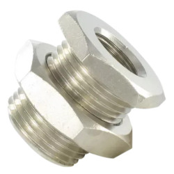 Raccord traversée cloison 3/8 M26x1,5 Airfit en laiton nickelé_ref 2168+17+17