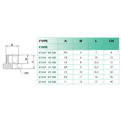Bouchon mâle 3/8 BSP cylindrique Airfit en laiton nickelé_ref 2312+17+00-1