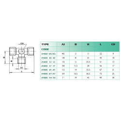 Raccord en T égal femelle 1" BSP Airfit en laiton nickelé_ref 2400+34+34-1