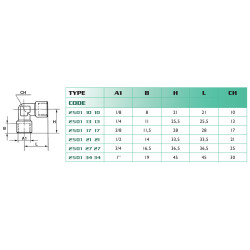 Raccord coudé femelle BSP 1/8 Airfit en laiton nickelé_ref 2501+10+10-1