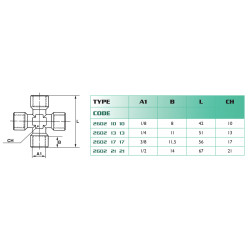 Raccord en croix femelle cylindrique 3/8 BSP Airfit_ref 2602+17+17-1