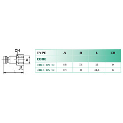 Embout femelle 1/4 BSP DN5 en laiton nickelé Airfit_ref 3104+05+13-1