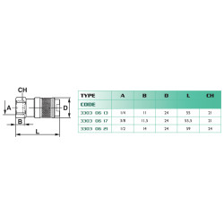 Coupleur rapide femelle 1/4 BSP Airfit en laiton nickelé_ref 3303+06+13-1