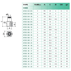 Raccord droit femelle Ø10 mm - filetage 1/8 Airfit laiton nickelé_ref 4703+10+10-1