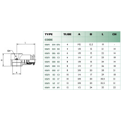 Raccord banjo simple Airfit 6-1/8 en laiton nickelé_ref 1821+06+10-1