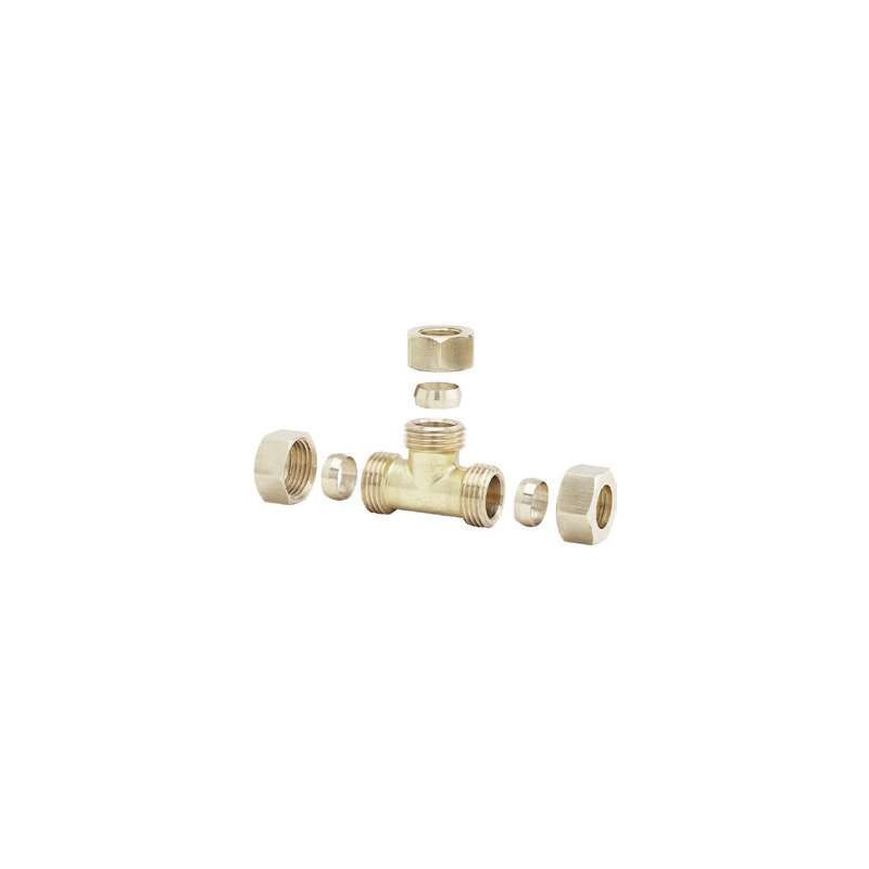 Raccord Té bicône laiton Anquier 1/4 Ø6 mm pour plomberie cuivre