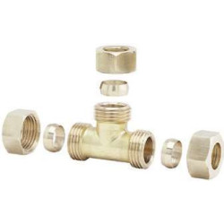 Raccord Té bicône laiton Anquier 3/8 Ø12 mm pour plomberie cuivre