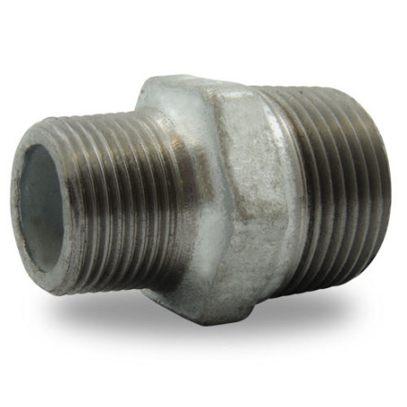 Mamelon réduit mâle/mâle 3/4" x 1/2" fonte galvanisée Codital_ref 245 Galva