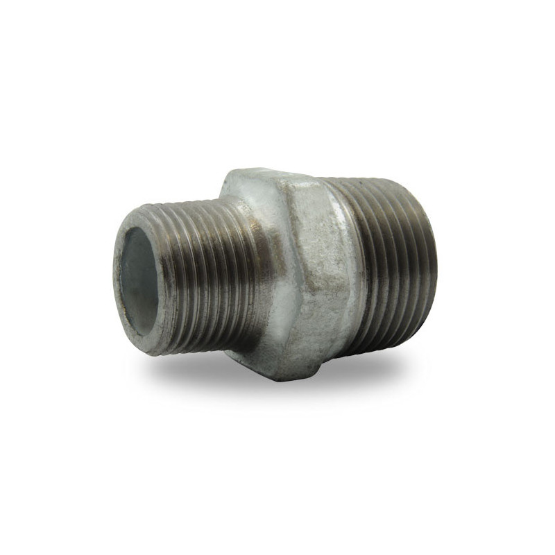 Mamelon réduit mâle/mâle 1"1/2 x 3/4" fonte galvanisée Codital_ref 245 Galva