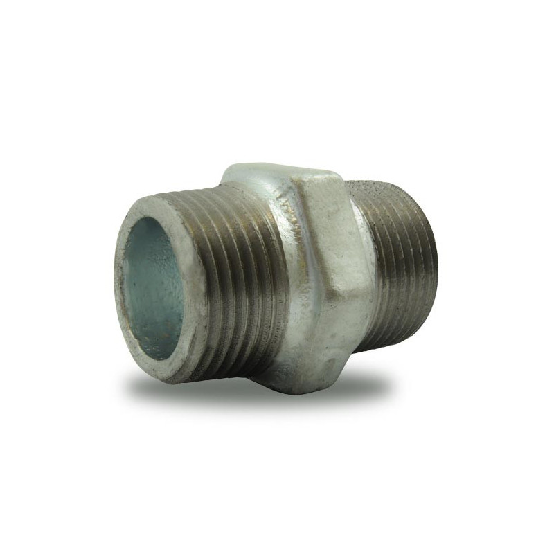 Mamelon fonte malléable galvanisée 1/2" Mâle/Mâle Codital_ref 280 GALVA