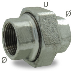 Raccord union femelle 1"1/4 fonte malléable galvanisée Codital_ref 340 GALVA