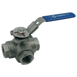 Vanne à boisseau sphèrique 3 voies 1" Femelle/Femelle inox 316 PN50 Codital_ref 458L