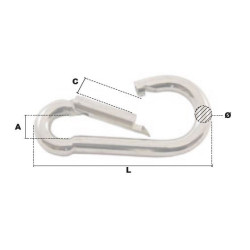 Mousqueton acier zingué Ø13 mm - longueur 160 mm PRAMAC_ref WMA113-1