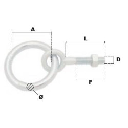 Anneau d’écurie acier zingué M10 - longueur 100 mm PRAMAC_ref WOE10100-1