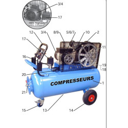 Schéma compresseur air 150L 230V monophasé PRODIF_ref TRE2214030MG