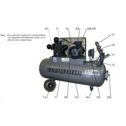 Schéma compresseur air 200L 400V triphasé PRODIF_ref TRE2320055TG