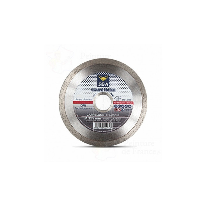 Disque diamant professionnel SEA Abrasifs Ø125 mm pour découpe de carrelage et céramique_ref 800065