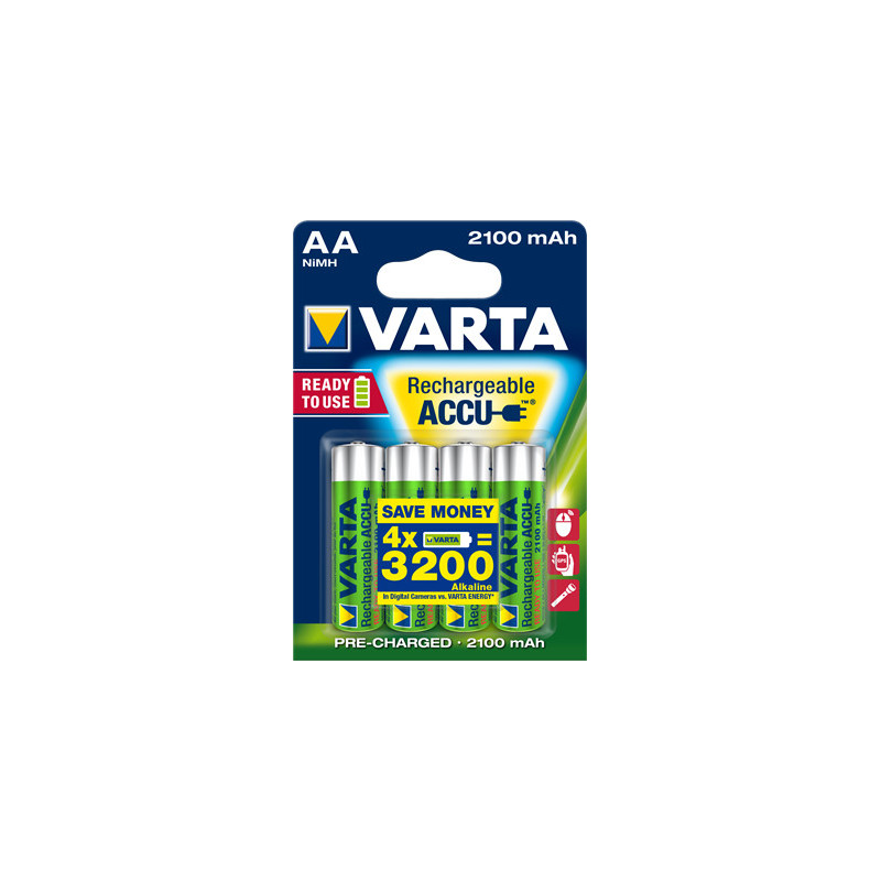 4 PILES RECHARGEABLES VARTA ACCU AA x 4 - 2100 mAh R2U