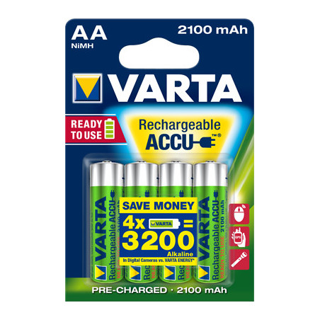 4 PILES RECHARGEABLES VARTA ACCU AA x 4 - 2100 mAh R2U