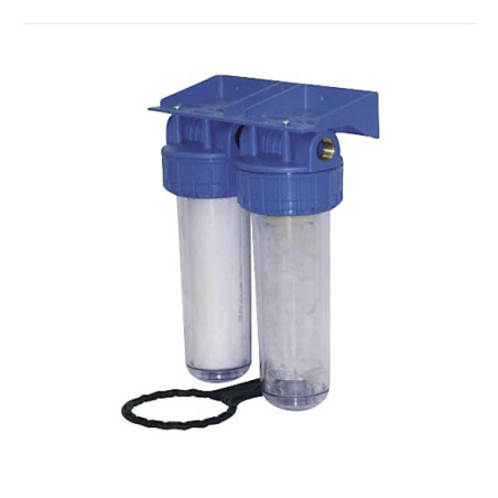 DOUBLE FILTRE ANTI-CALCAIRE COMPLET 10" - 3/4