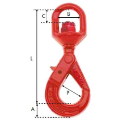 Crochet de levage V.A à touret IDMAT 12,5T pour chaîne 20 mm_ref CSAE12500-1