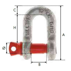 Manille droite IDMAT acier galvanisé CMU 13500 kg_ref MDHR038-1