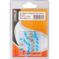 Blister de 10 cosses thermorétractables bleues à souder SODELEC pour fils 1,5 à 2,5 mm²_ref SOD02747.10